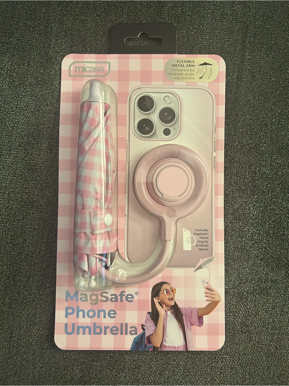 NEW Micase Pink MagSafe Phone Umbrella & Ring Accessory